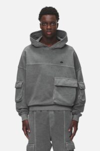 HARVEY TERRY CARGO BOXY HOODIE VINTAGE GREY