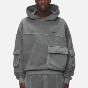 HARVEY TERRY CARGO BOXY HOODIE VINTAGE GREY