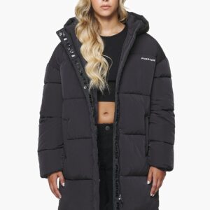 Downing Crushed Oversized Puffer Coat Black