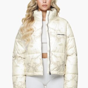 Royal Marble Puffer Jacket Bone White Fossil Taupe