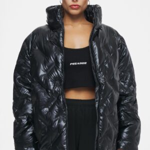 Avila Oversized Monogram Puffer Jacket Black