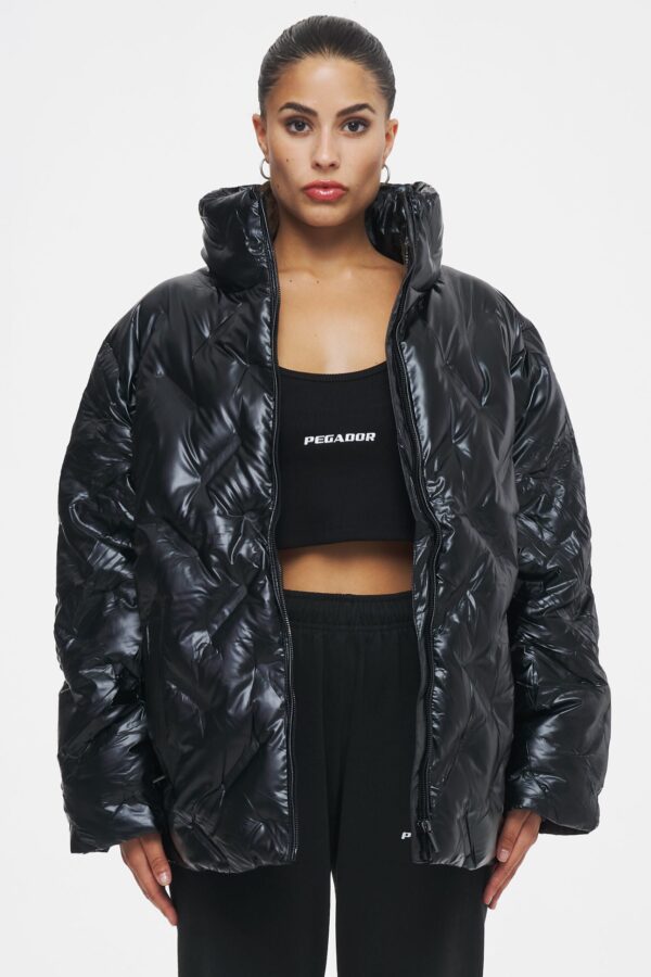 Avila Oversized Monogram Puffer Jacket Black