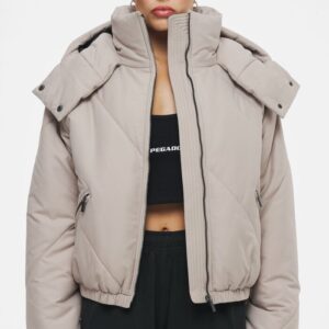 Sierra Oversized Hooded Puffer Jacket Beige