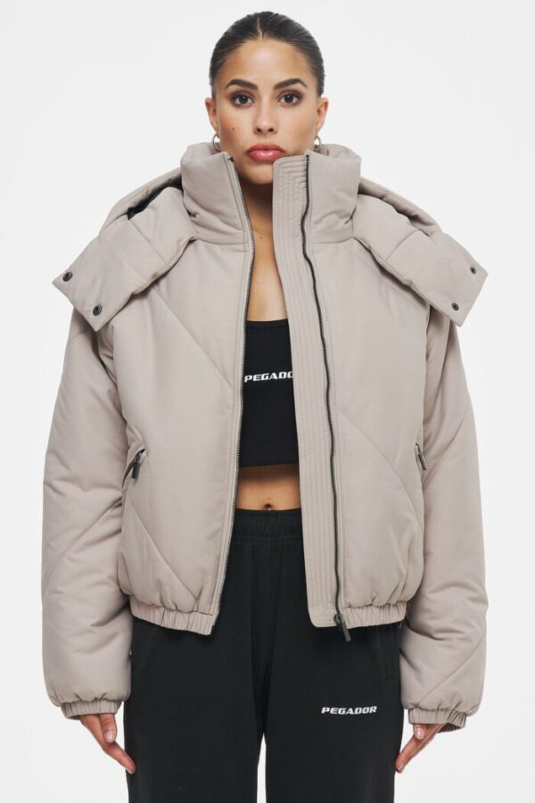 Sierra Oversized Hooded Puffer Jacket Beige