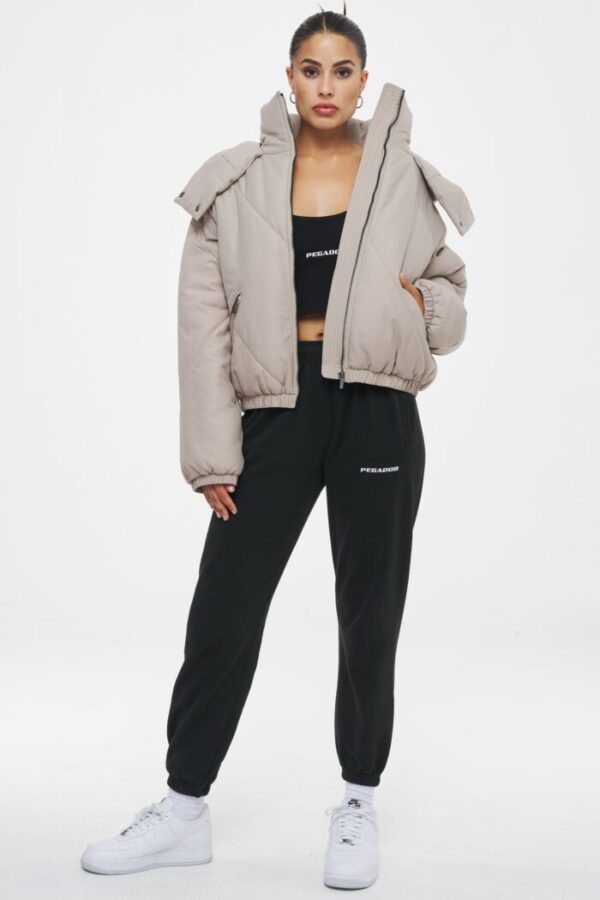 Sierra Oversized Hooded Puffer Jacket Beige